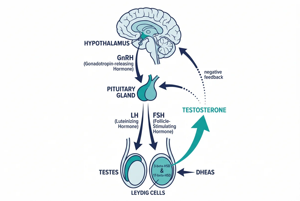 Detailed HPG axis diagram with hormone names