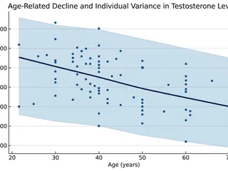 Testosterone decline by age scatter plot